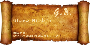 Glancz Milán névjegykártya